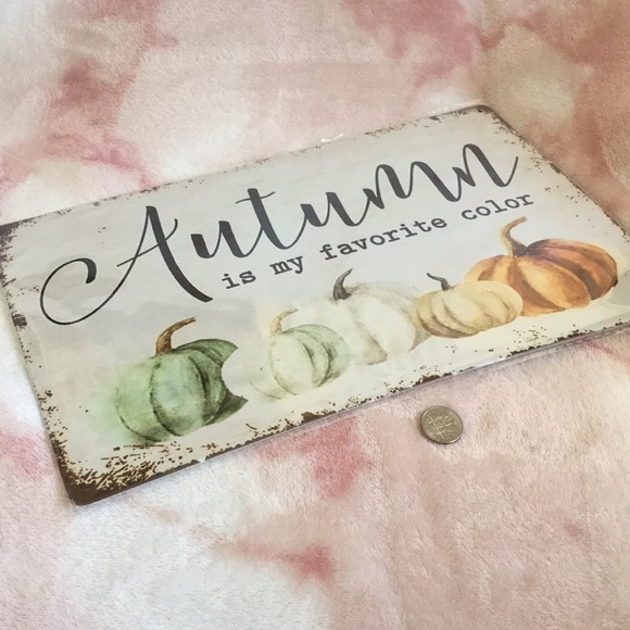 Autumn Is My Favorite Color Fall Harvest Halloween Colorful Metal Sign NWT 8x12” - Picture 5 of 16
